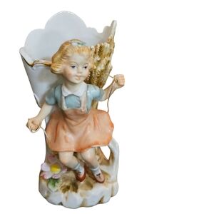 Vintage Ucagco Porcelain Figurine Vase Little Girl Made In Japan